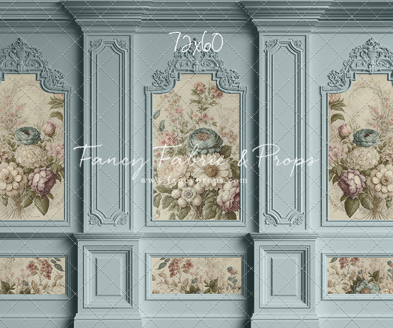Light Blue Floral Victorian Wall - With Sweep Option