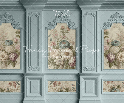 Light Blue Floral Victorian Wall - With Sweep Option