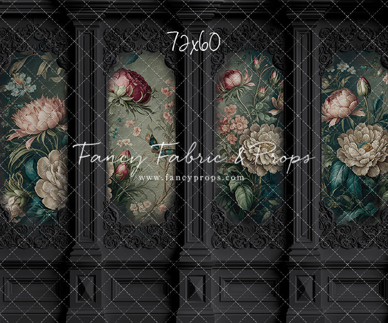 Black Floral Victorian Wall - With Sweep Option