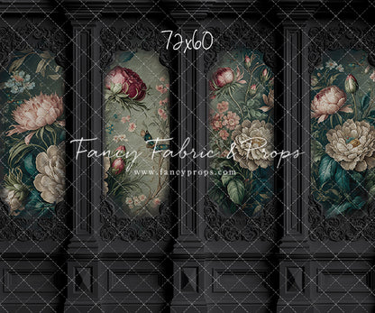 Black Floral Victorian Wall - With Sweep Option