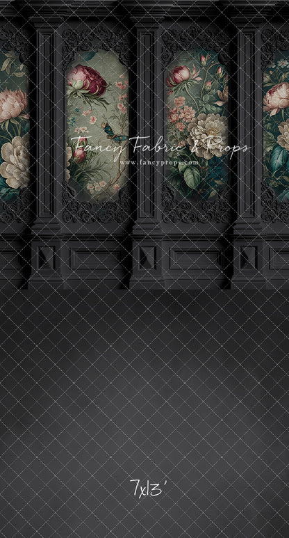 Black Floral Victorian Wall - With Sweep Option