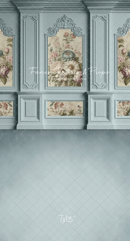 Light Blue Floral Victorian Wall - With Sweep Option