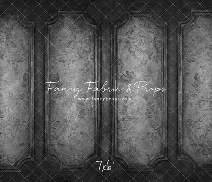 Gray Floral Wainscoting Wall