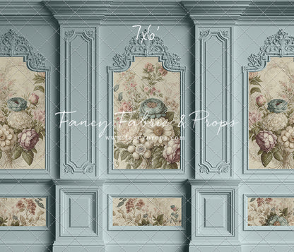 Light Blue Floral Victorian Wall - With Sweep Option