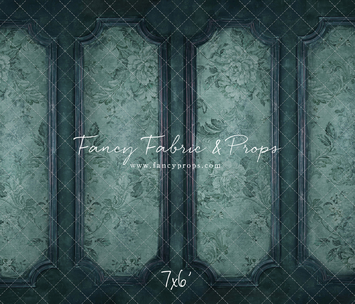 Teal Floral Wainscoting Wall