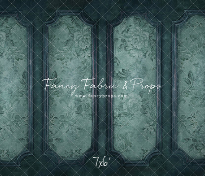 Teal Floral Wainscoting Wall