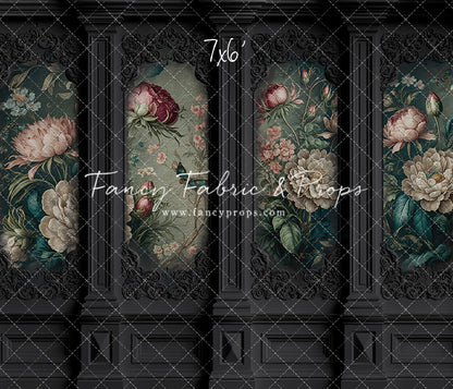 Black Floral Victorian Wall - With Sweep Option