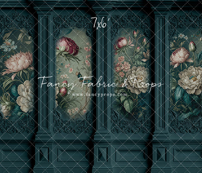 Teal Floral Victorian Wall - With Sweep Option