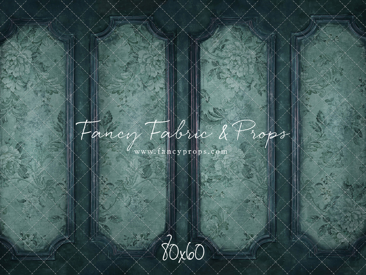 Teal Floral Wainscoting Wall