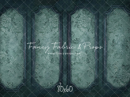 Teal Floral Wainscoting Wall