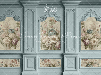 Light Blue Floral Victorian Wall - With Sweep Option