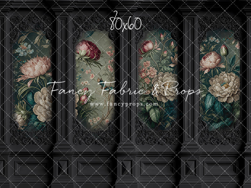 Black Floral Victorian Wall - With Sweep Option