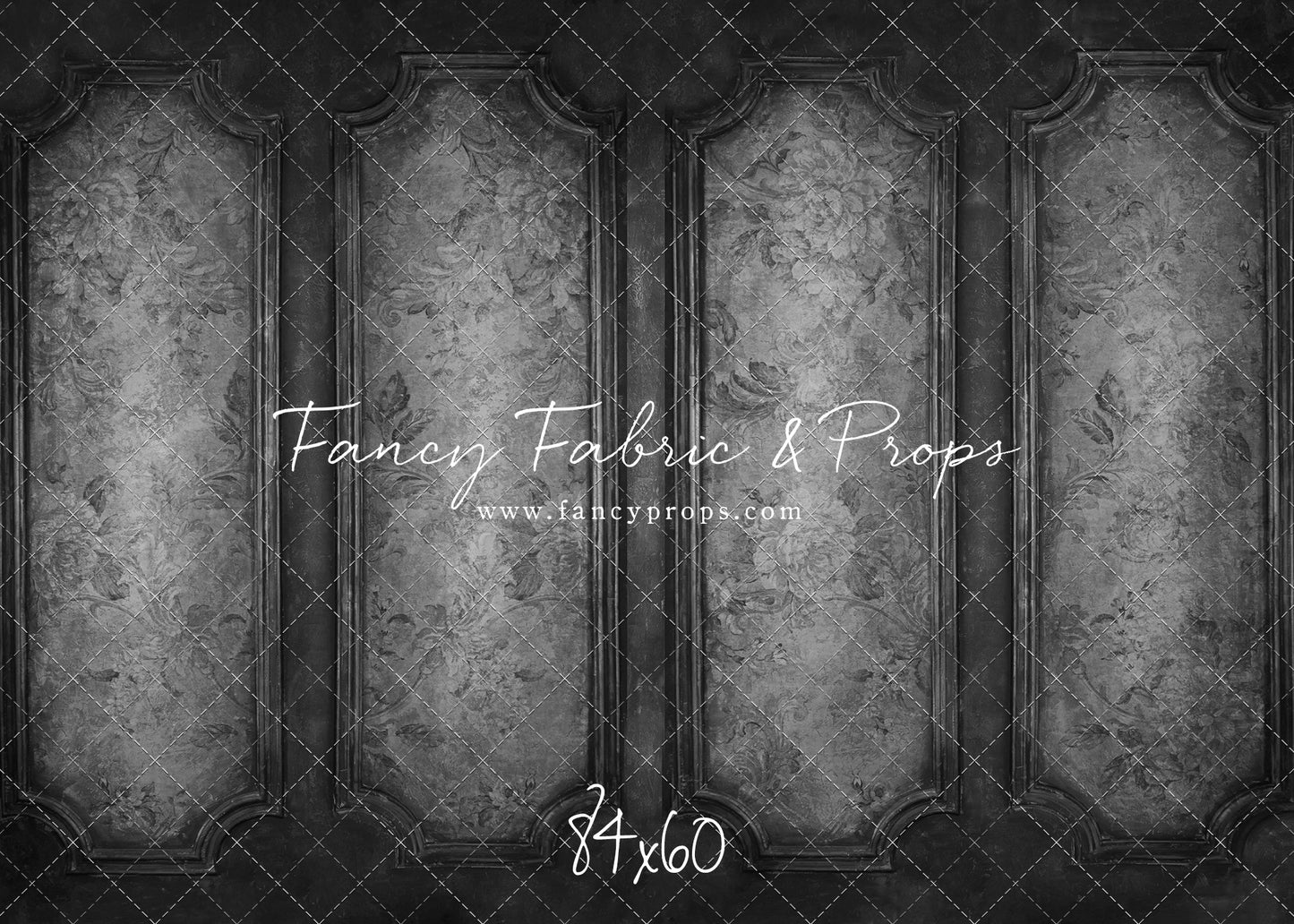 Gray Floral Wainscoting Wall