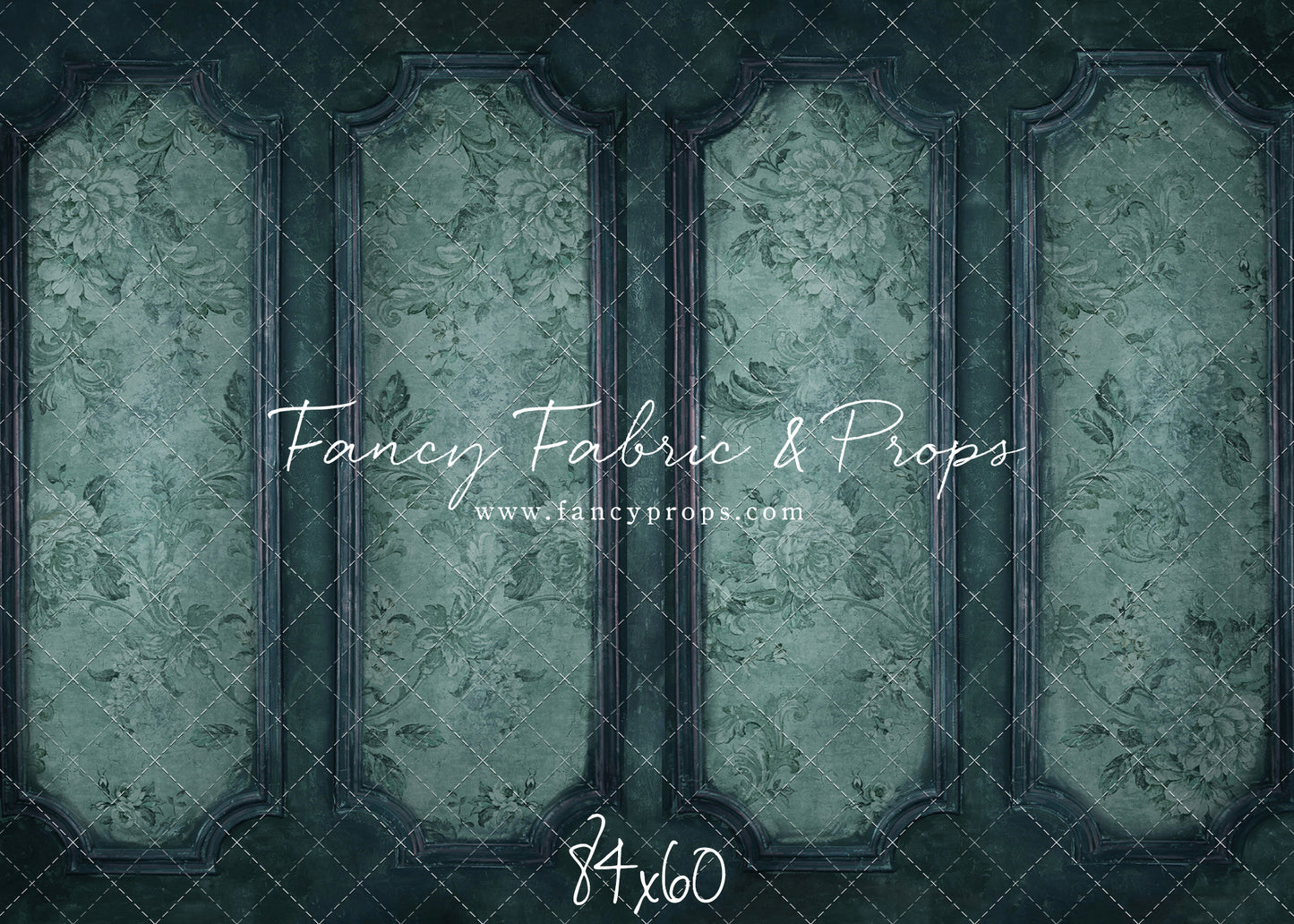 Teal Floral Wainscoting Wall