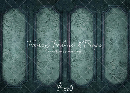 Teal Floral Wainscoting Wall