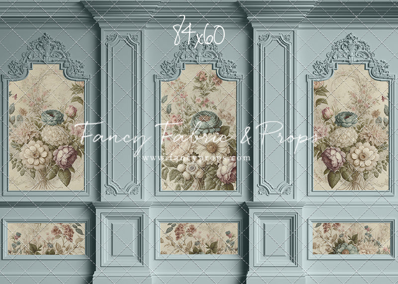 Light Blue Floral Victorian Wall - With Sweep Option