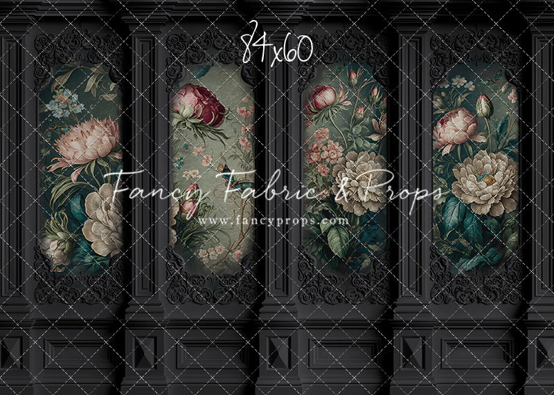 Black Floral Victorian Wall - With Sweep Option
