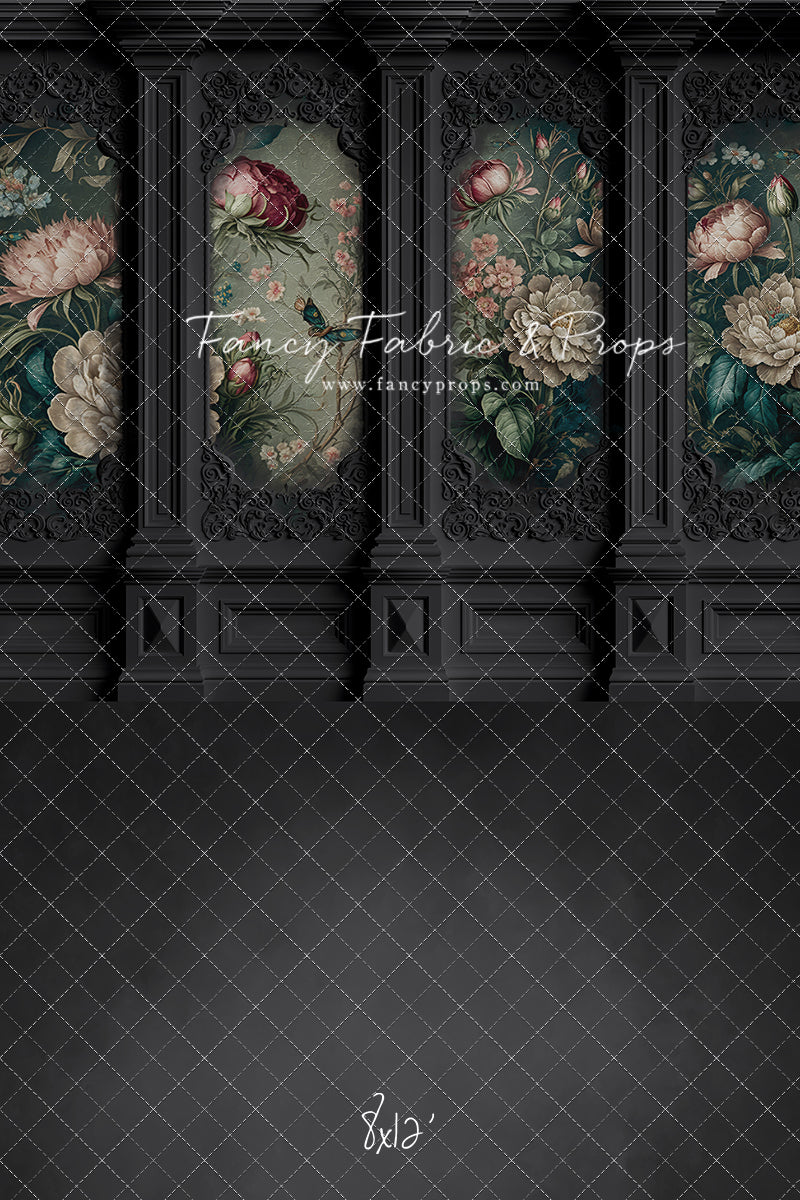 Black Floral Victorian Wall - With Sweep Option