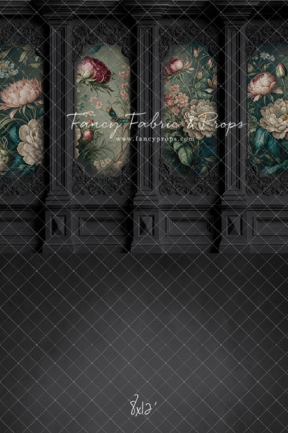 Black Floral Victorian Wall - With Sweep Option