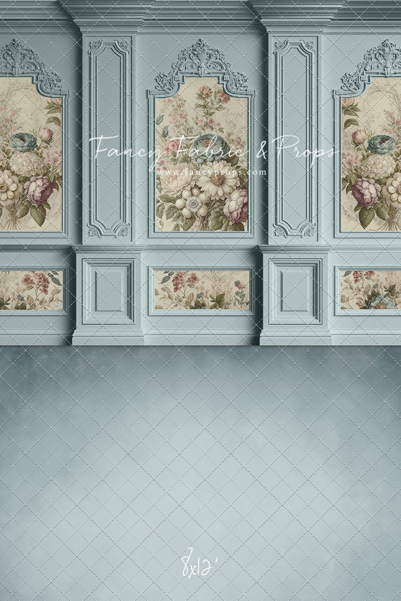 Light Blue Floral Victorian Wall - With Sweep Option