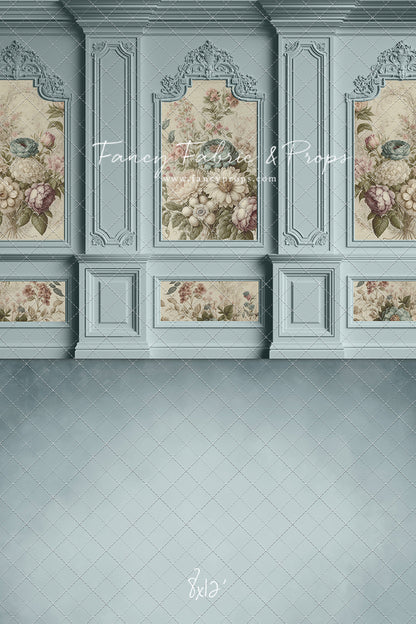 Light Blue Floral Victorian Wall - With Sweep Option