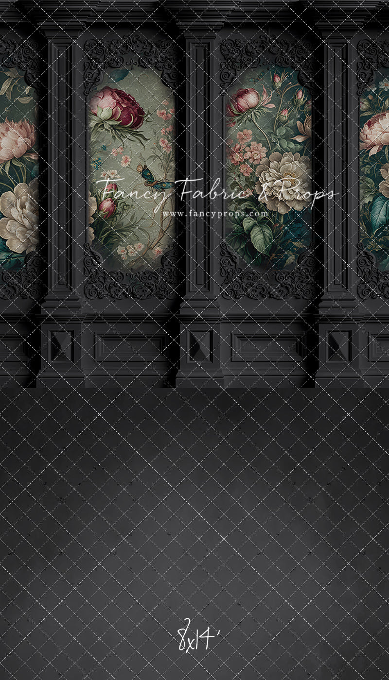 Black Floral Victorian Wall - With Sweep Option