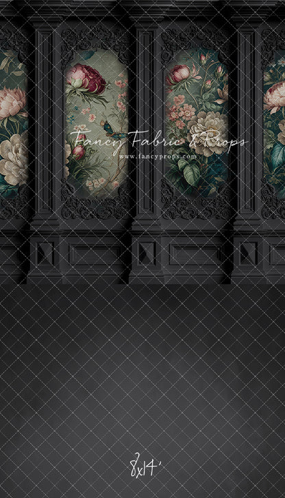 Black Floral Victorian Wall - With Sweep Option