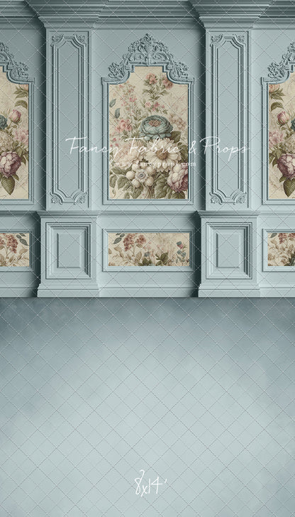 Light Blue Floral Victorian Wall - With Sweep Option