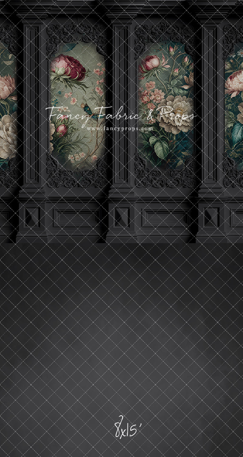 Black Floral Victorian Wall - With Sweep Option
