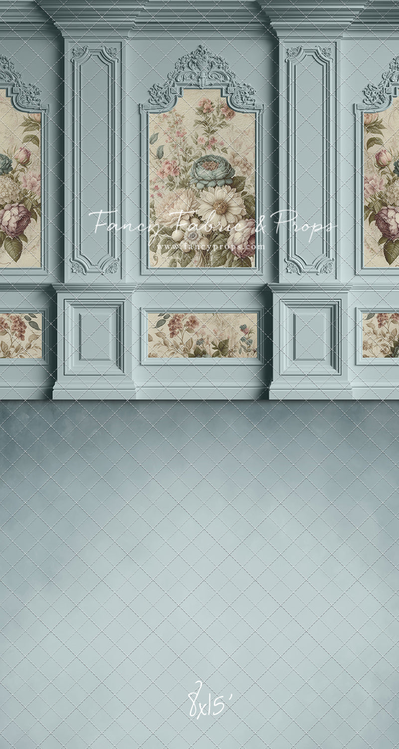 Light Blue Floral Victorian Wall - With Sweep Option