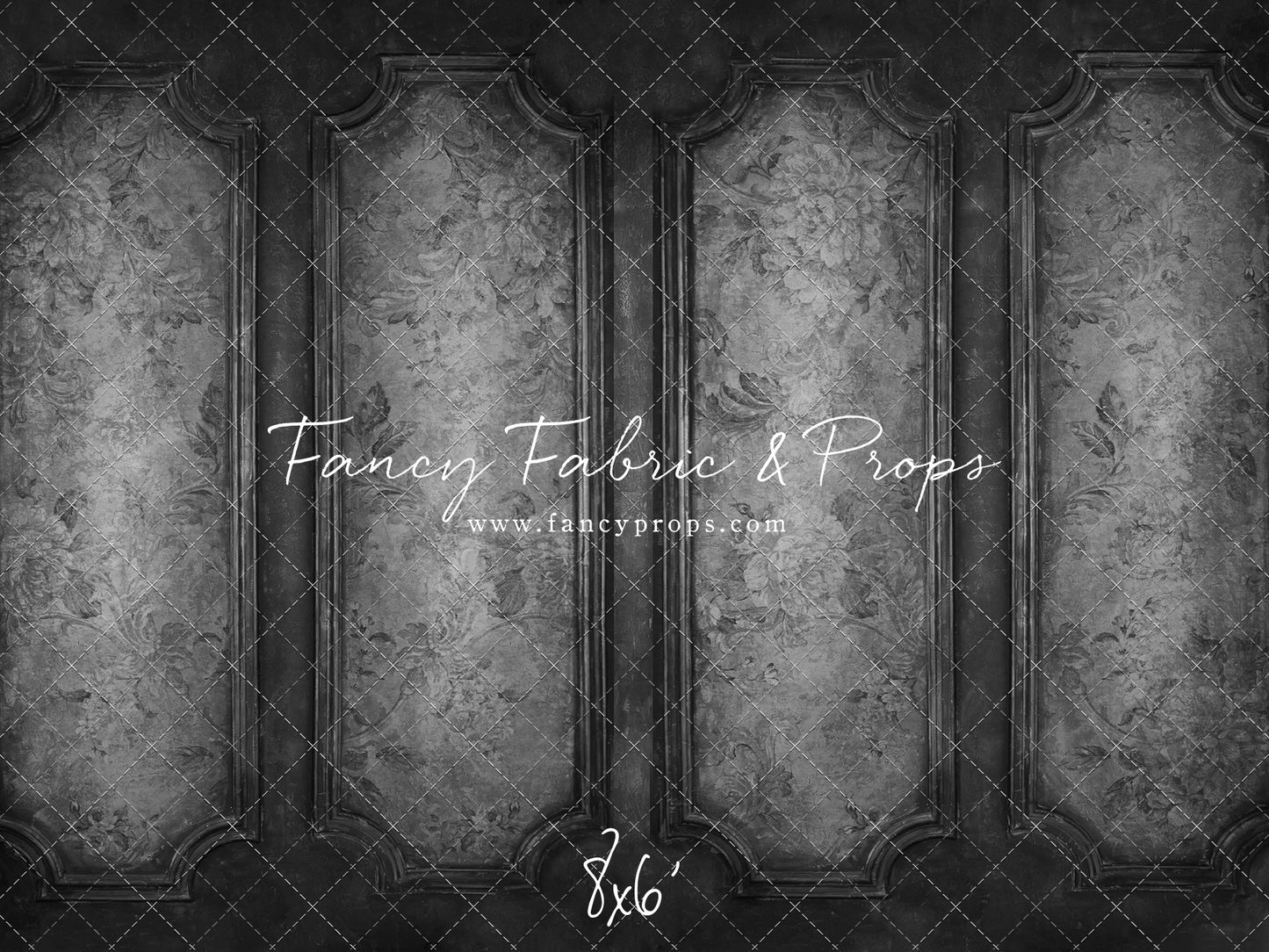 Gray Floral Wainscoting Wall