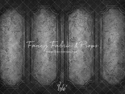 Gray Floral Wainscoting Wall