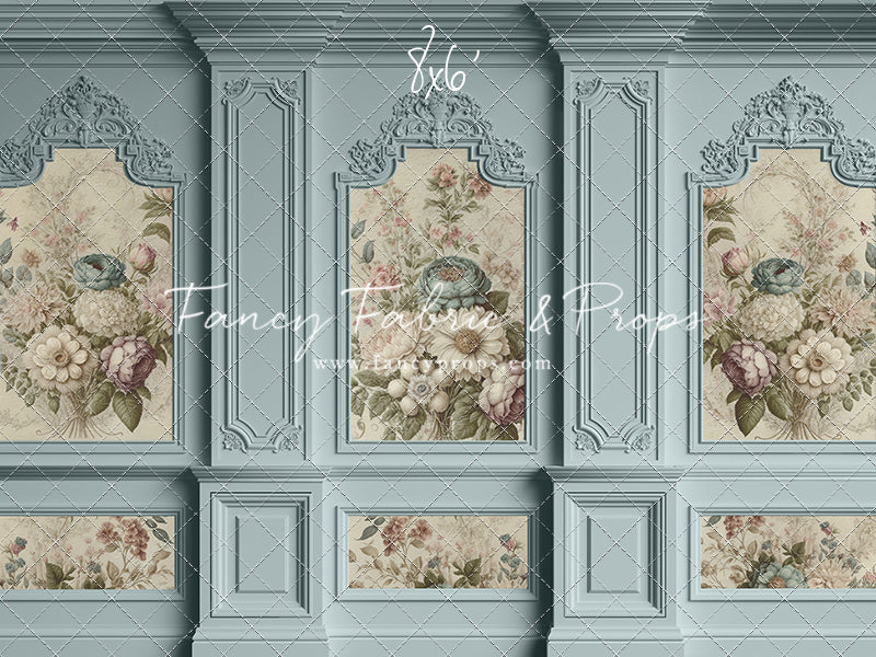 Light Blue Floral Victorian Wall - With Sweep Option