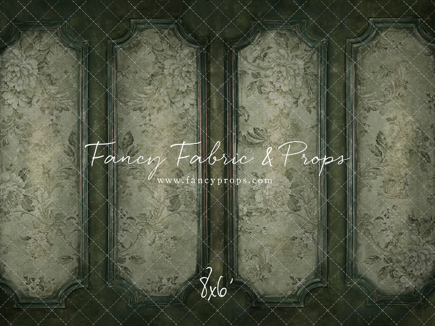 Sage Floral Wainscoting Wall