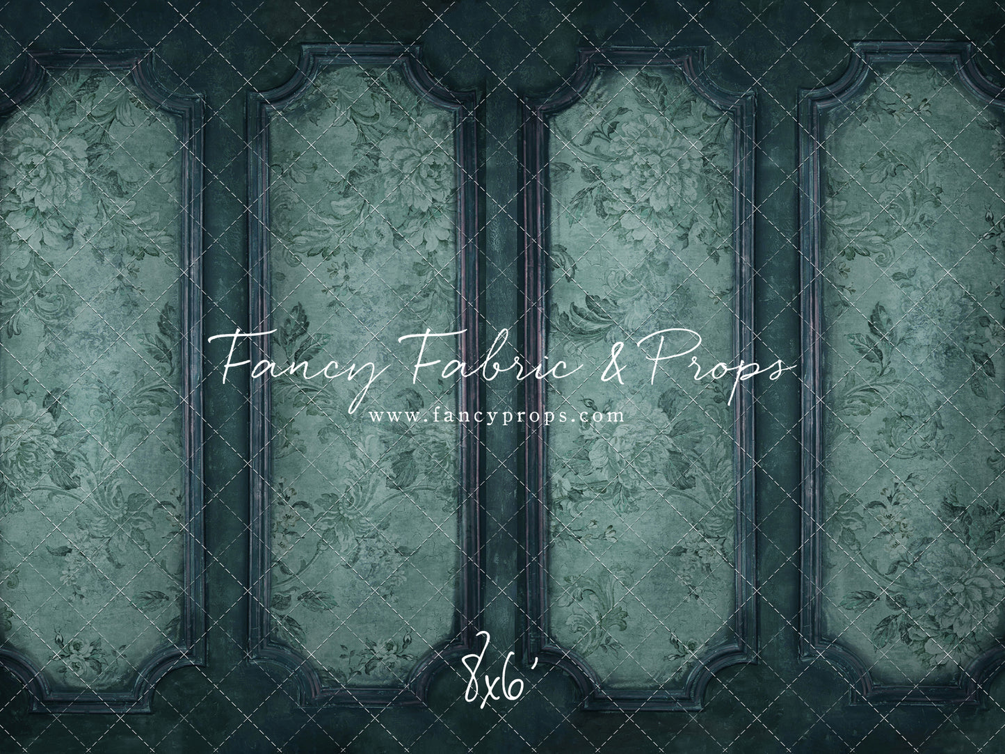 Teal Floral Wainscoting Wall