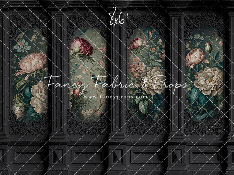 Black Floral Victorian Wall - With Sweep Option