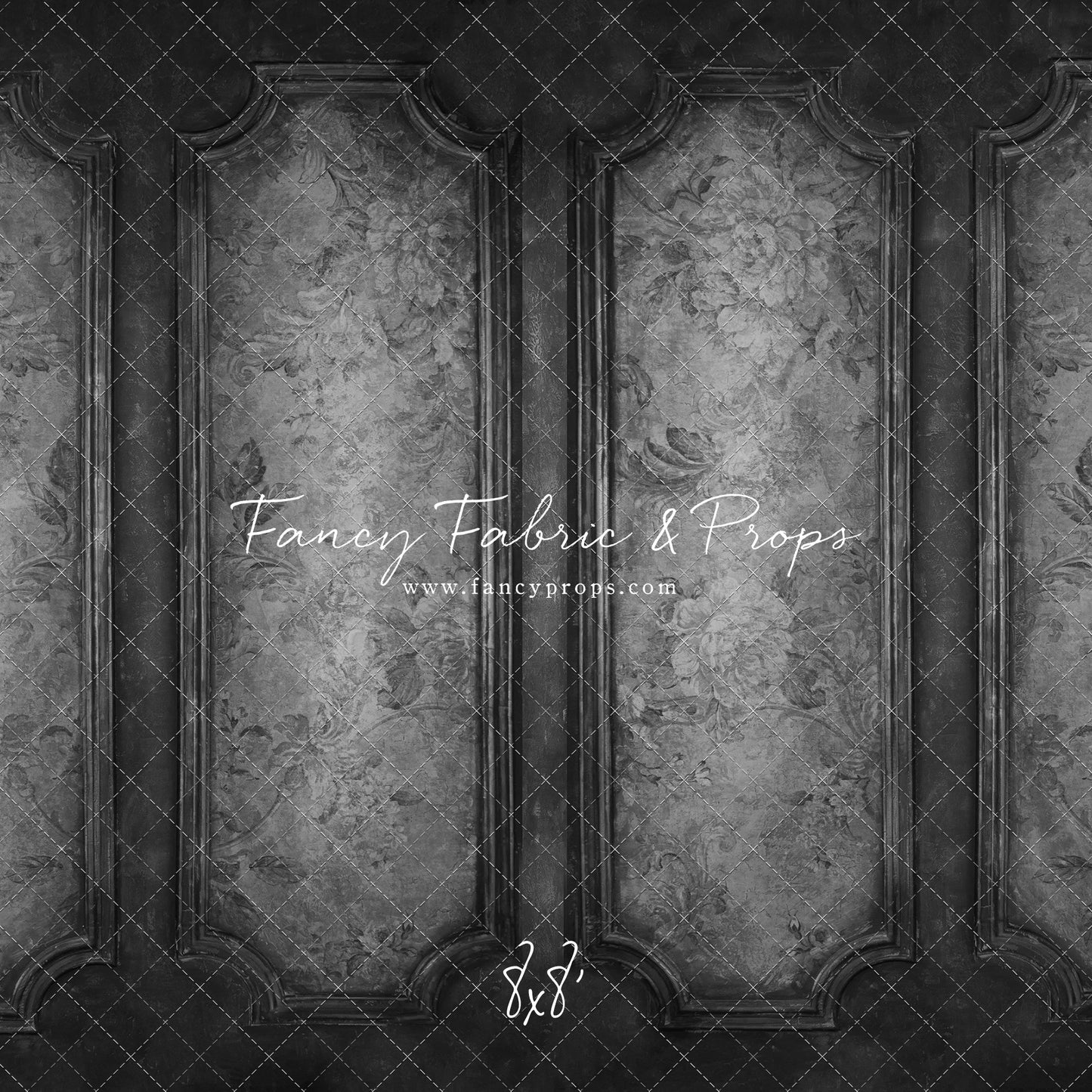 Gray Floral Wainscoting Wall