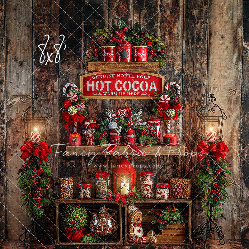 Holiday set up hot cocoa stand Christmas digital background Download Only  Download Only