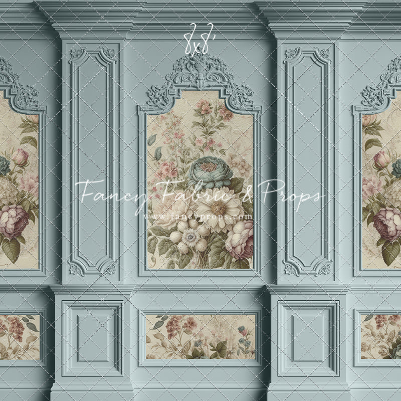 Light Blue Floral Victorian Wall - With Sweep Option