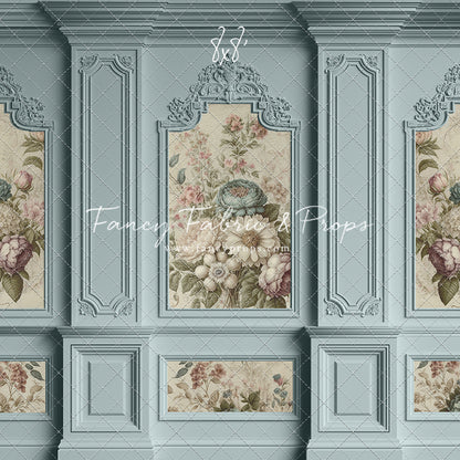 Light Blue Floral Victorian Wall - With Sweep Option
