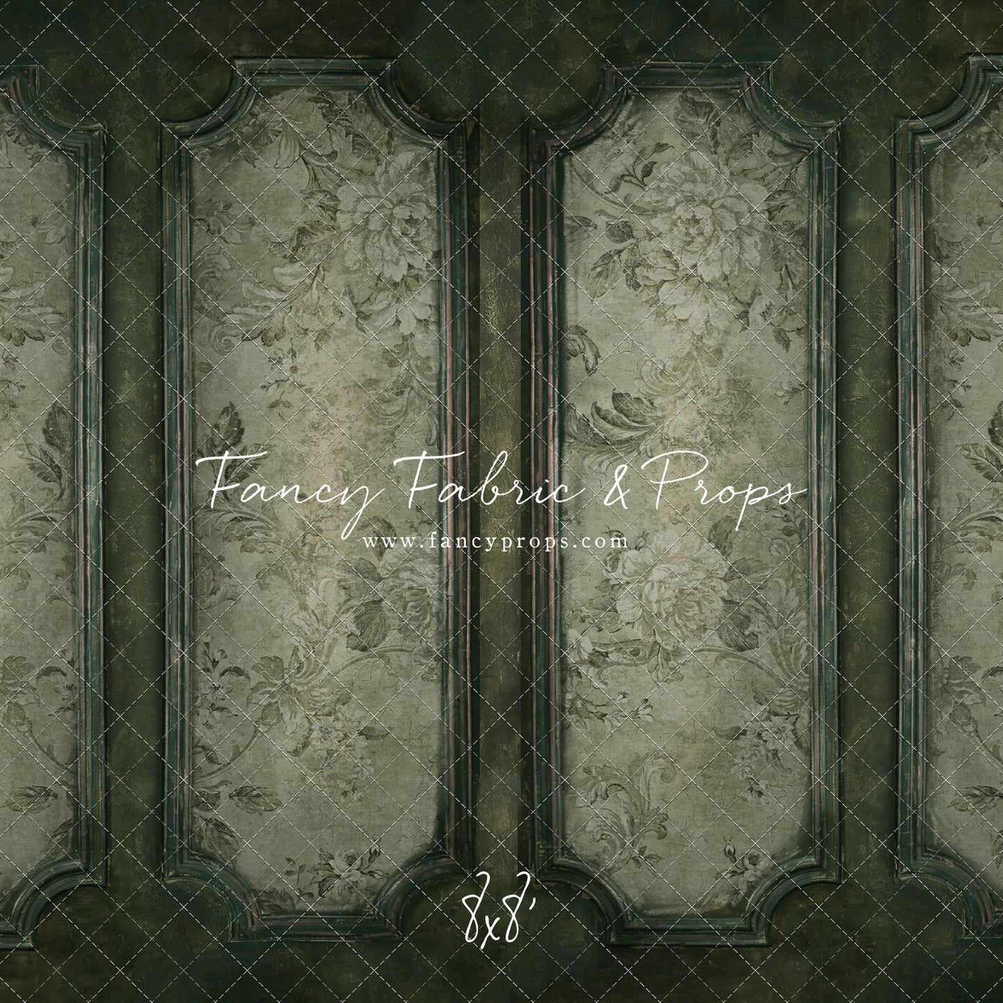 Sage Floral Wainscoting Wall