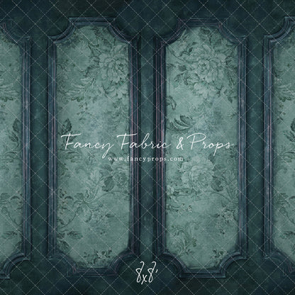 Teal Floral Wainscoting Wall