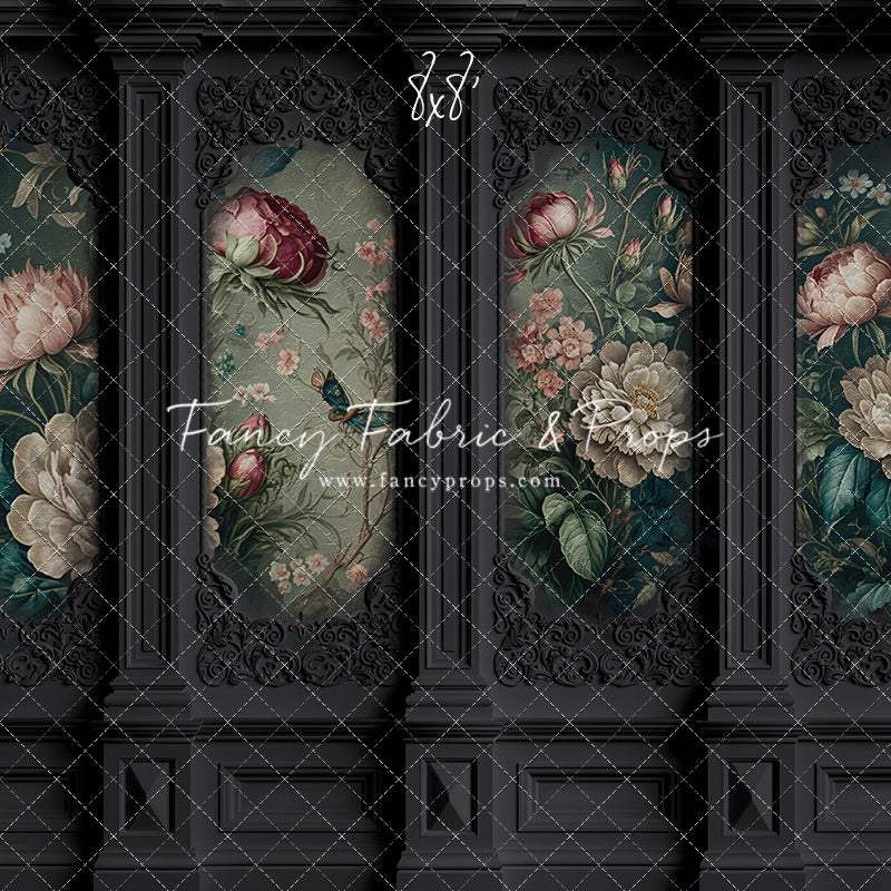 Black Floral Victorian Wall - With Sweep Option