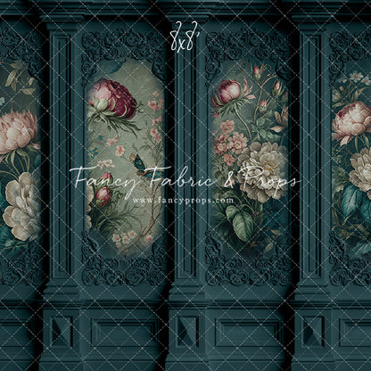 Teal Floral Victorian Wall - With Sweep Option