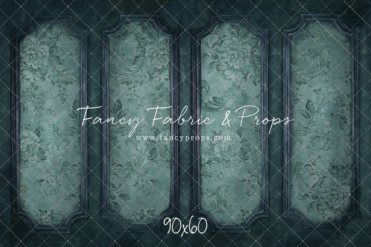 Teal Floral Wainscoting Wall