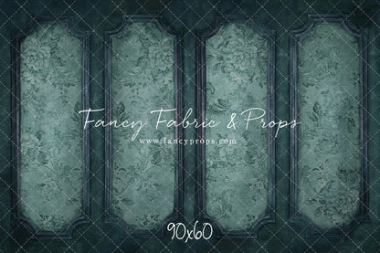 Teal Floral Wainscoting Wall