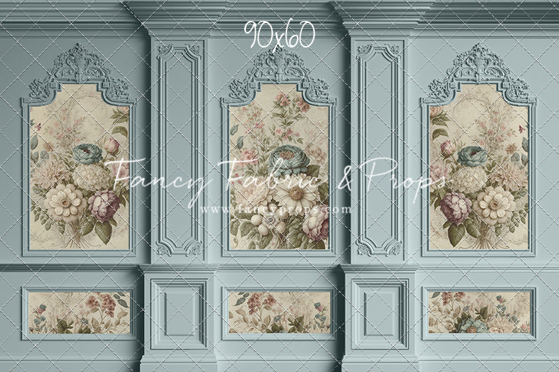 Light Blue Floral Victorian Wall - With Sweep Option