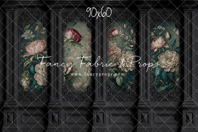 Black Floral Victorian Wall - With Sweep Option