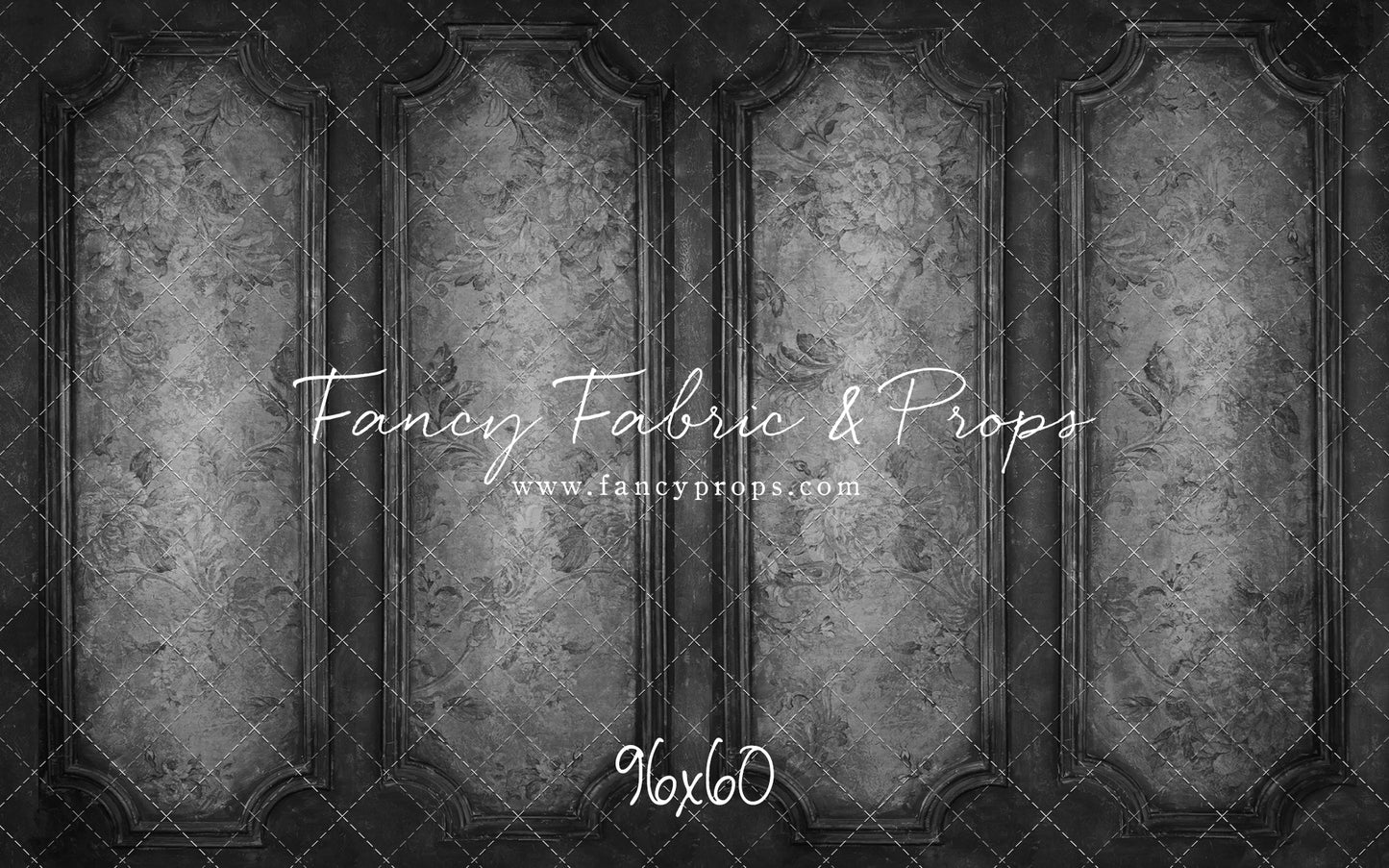 Gray Floral Wainscoting Wall