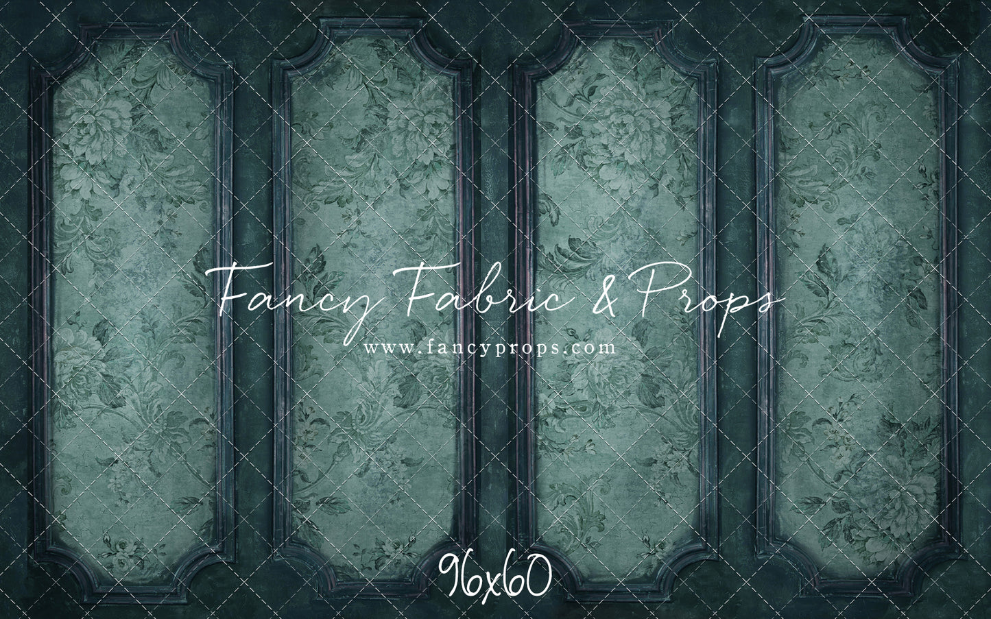 Teal Floral Wainscoting Wall